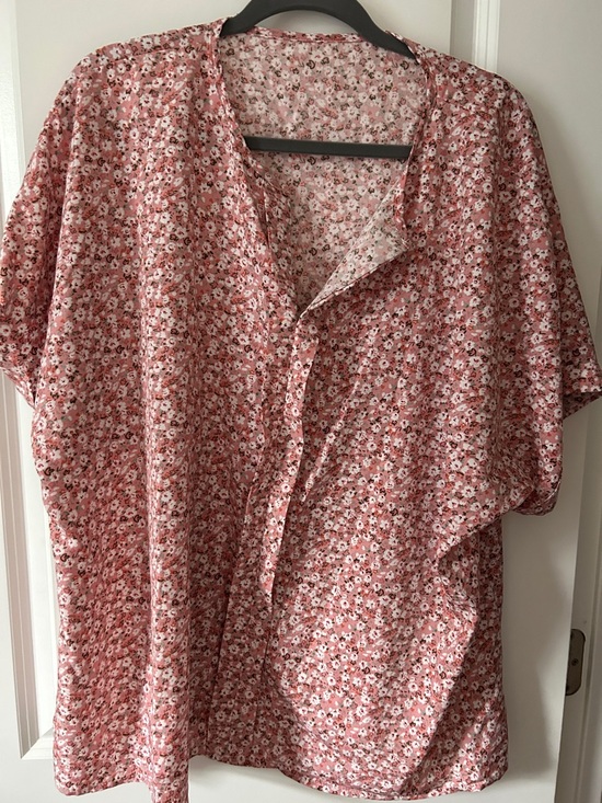 None Tops - Women's Pink Floral Button-Front Blouse